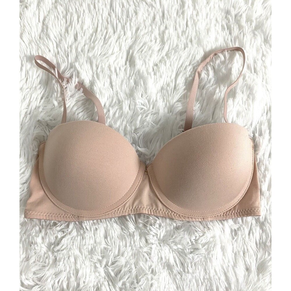 Tranquil & True Strapless Bra  Women's Beige Size 34C Adjustable Straps Push Up